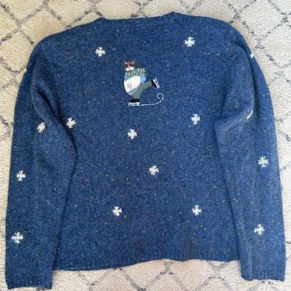 Christopher & Banks Blue Sweater with Skating Cat Motif - Picture 5 of 5
